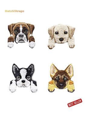 4 Iron-On Dog Patches Embroidered Appliques for DIY Clothing Jeans Backpacks